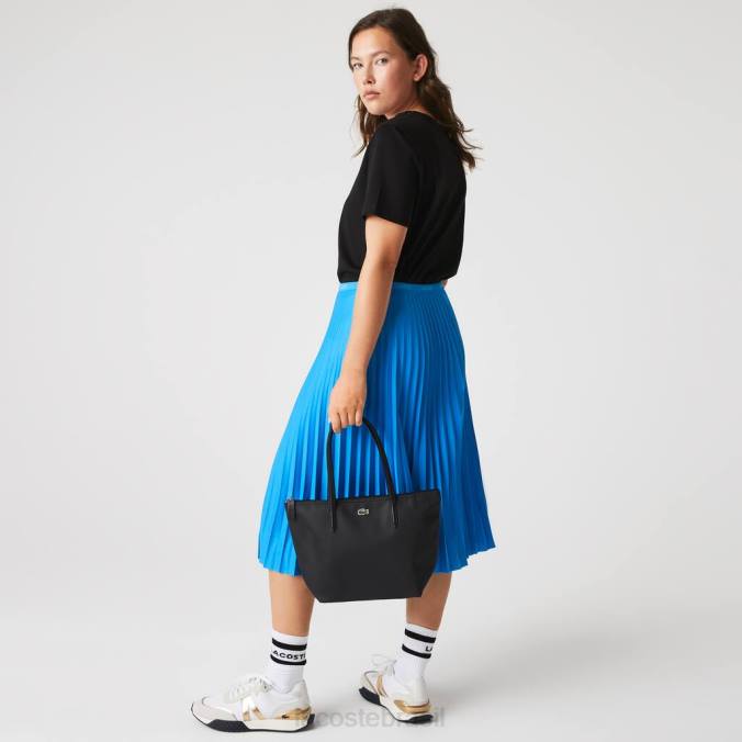 Lacoste mulheres l.12.12 sacola pequena com zíper conceito preto P2PX2804 bolsas e artigos de couro