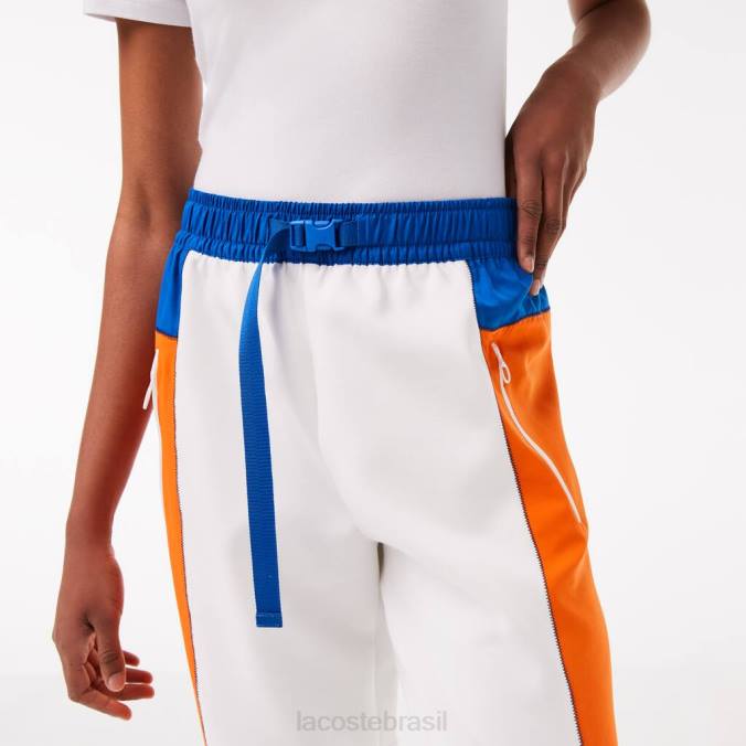 Lacoste mulheres calça colorblock com emblema branco/azul/laranja/azul P2PX2553 roupas