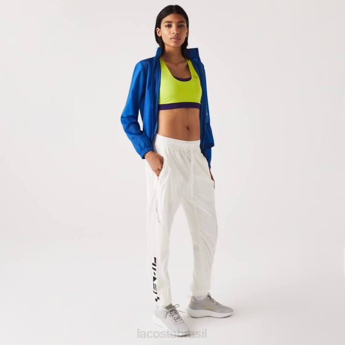 Lacoste mulheres calça esportiva com estampa náutica branco P2PX2554 roupas