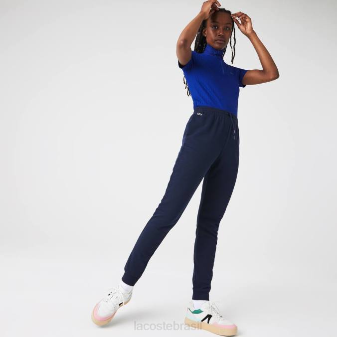 Lacoste mulheres calças de jogging de lã leve azul-marinho P2PX2593 roupas