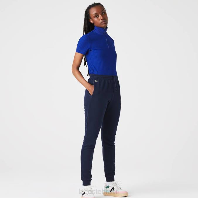 Lacoste mulheres calças de jogging de lã leve azul-marinho P2PX2593 roupas