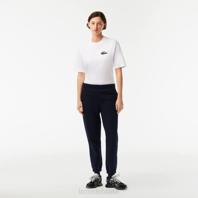 Lacoste mulheres joggers de algodão misturado azul-marinho P2PX2413 roupas
