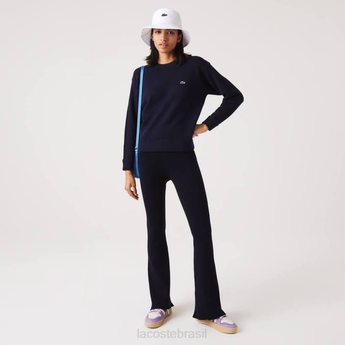 Lacoste mulheres legging de malha canelada sem costura azul-marinho P2PX2561 roupas