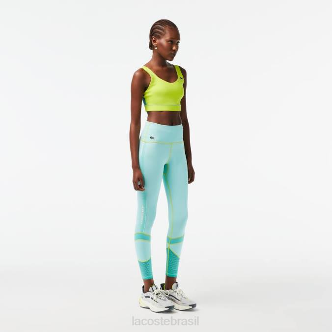 Lacoste mulheres legging esportiva com listras e logo hortelã P2PX2401 roupas