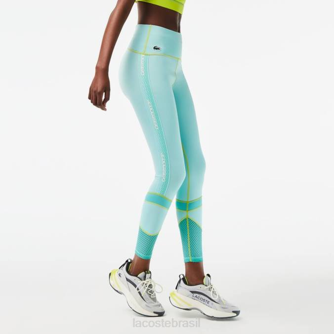 Lacoste mulheres legging esportiva com listras e logo hortelã P2PX2401 roupas