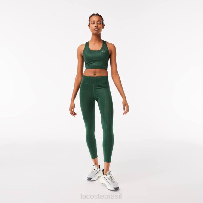 Lacoste mulheres leggings esportivas com estampa completa de cintura alta verde P2PX2573 roupas