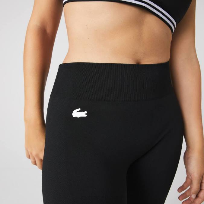 Lacoste mulheres leggings esportivas de segunda pele de cintura alta preto P2PX2597 roupas