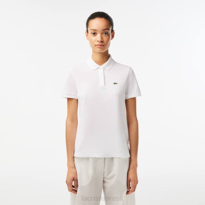 Lacoste mulheres Polo petit piquê de algodão macio de ajuste regular branco P2PX2363 roupas