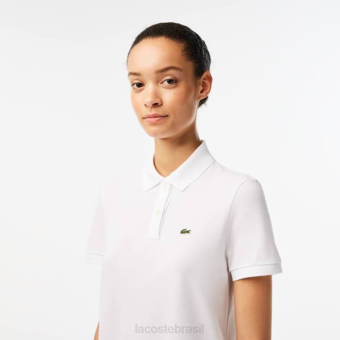 Lacoste mulheres Polo petit piquê de algodão macio de ajuste regular branco P2PX2363 roupas