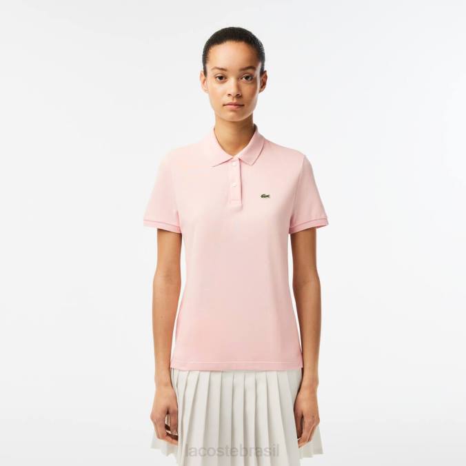 Lacoste mulheres Polo petit piquê de algodão macio de ajuste regular luz rosa P2PX2495 roupas