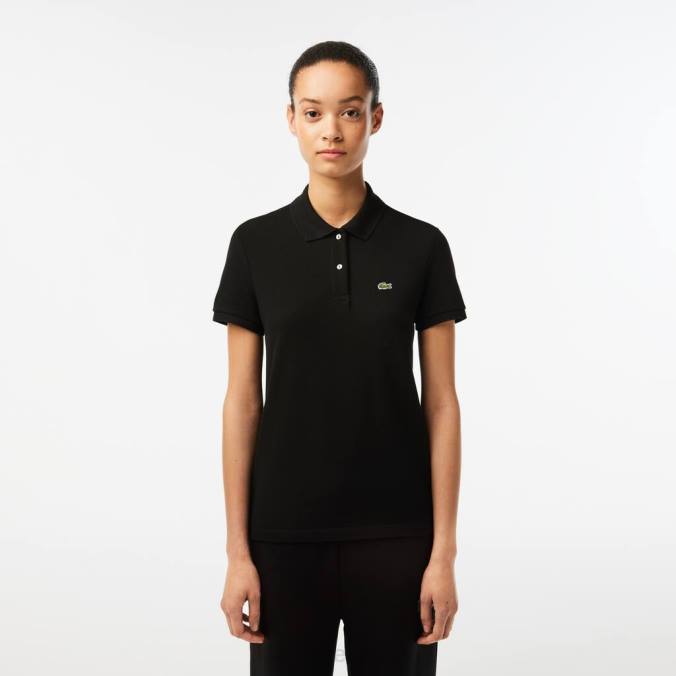 Lacoste mulheres Polo petit piquê de algodão macio de ajuste regular preto P2PX2364 roupas