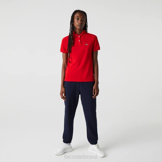 Lacoste mulheres Polo petit piquê de algodão macio de ajuste regular vermelho P2PX2504 roupas