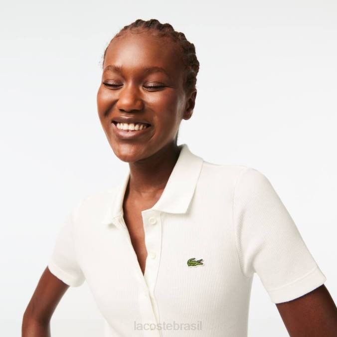 Lacoste mulheres camisa pólo de algodão orgânico branco P2PX2375 roupas