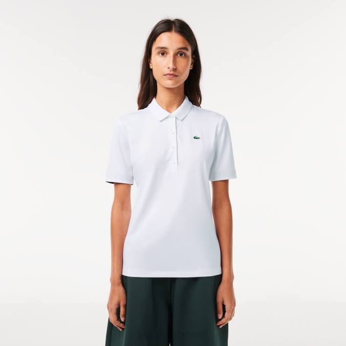 Lacoste mulheres polo de golfe elástico respirável esportivo branco/azul marinho P2PX2488 roupas