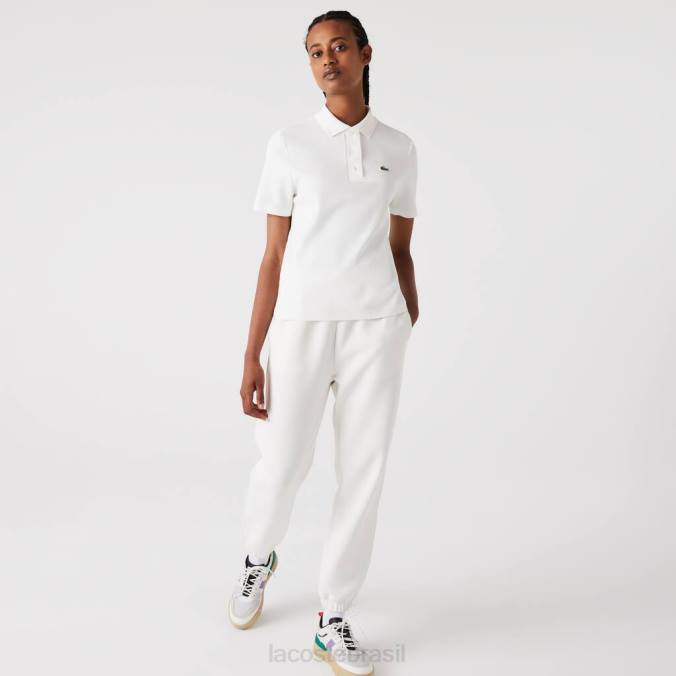 Lacoste mulheres polo listrada de algodão orgânico regular fit branco P2PX2503 roupas