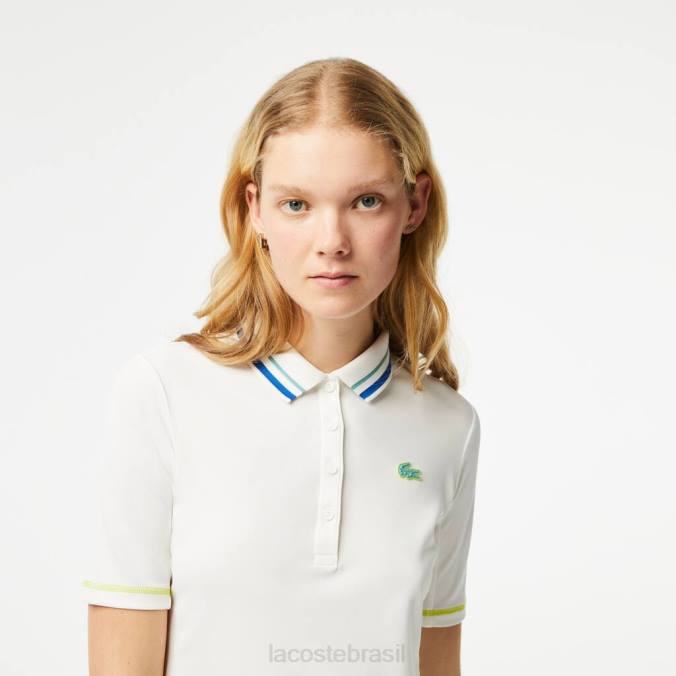Lacoste mulheres polo piquê ultra-dry de tênis branco P2PX2366 roupas