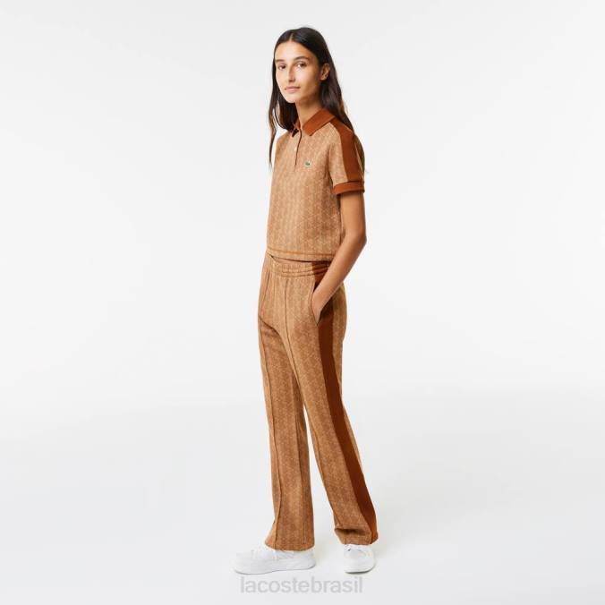 Lacoste mulheres polo regular fit com estampa de monograma bege/marrom P2PX2475 roupas