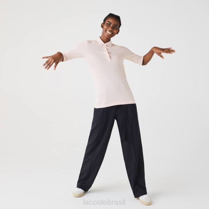 Lacoste mulheres polo slim fit de algodão flexível luz rosa P2PX2514 roupas