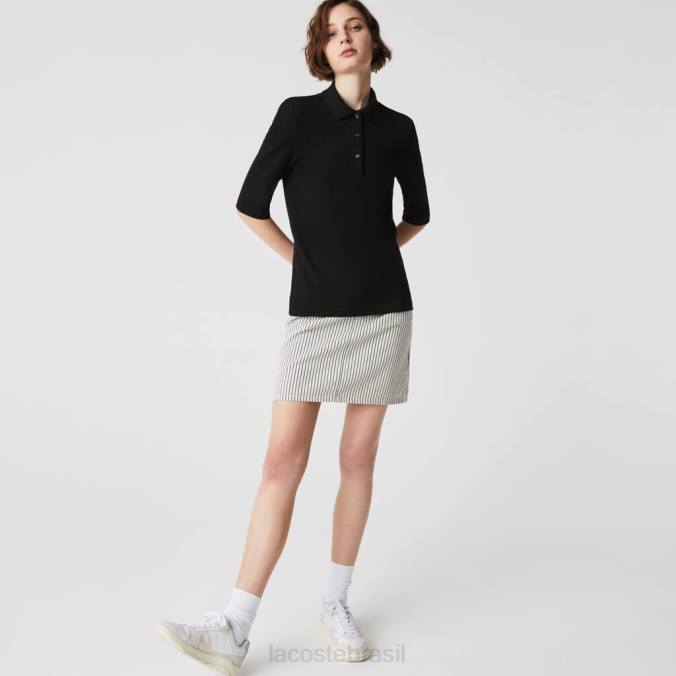 Lacoste mulheres polo slim fit de algodão flexível preto P2PX2515 roupas