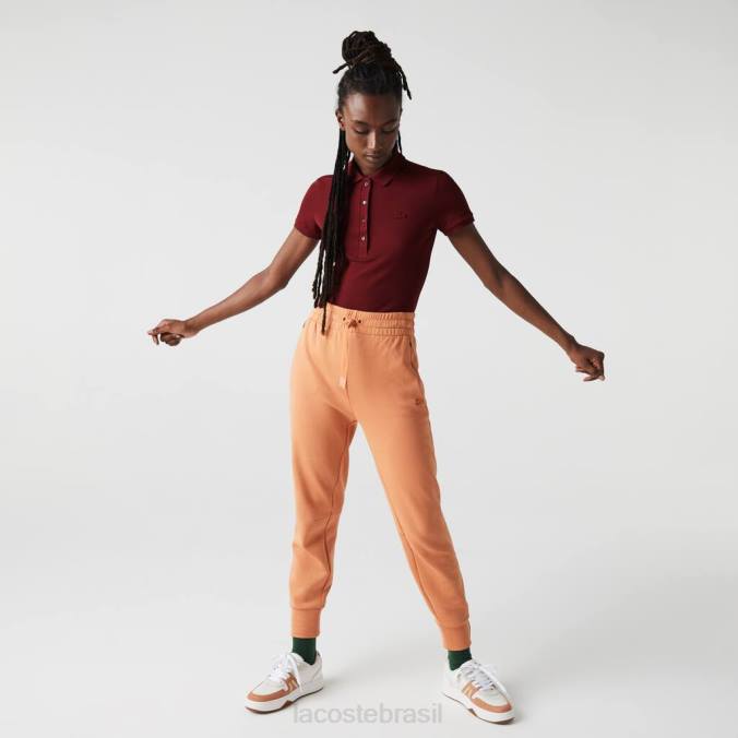 Lacoste mulheres polo slim fit em piquê de algodão stretch Bordéus P2PX2518 roupas