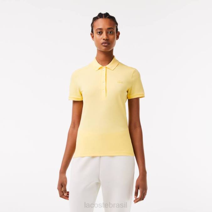 Lacoste mulheres polo slim fit em piquê de algodão stretch amarelo P2PX2486 roupas