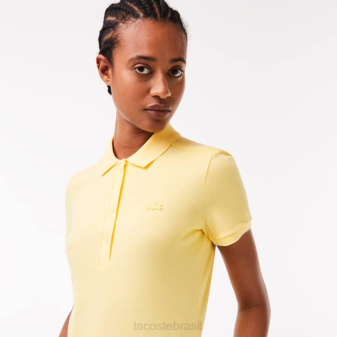 Lacoste mulheres polo slim fit em piquê de algodão stretch amarelo P2PX2486 roupas