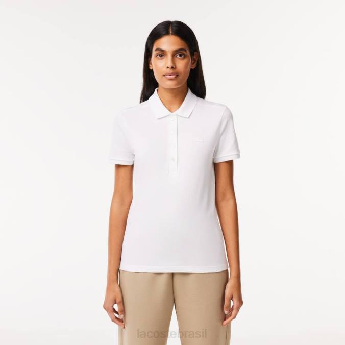 Lacoste mulheres polo slim fit em piquê de algodão stretch branco P2PX2468 roupas