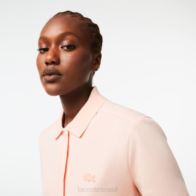 Lacoste mulheres polo slim fit em piquê de algodão stretch luz rosa P2PX2508 roupas