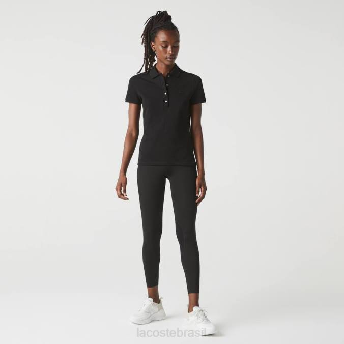 Lacoste mulheres polo slim fit em piquê de algodão stretch preto P2PX2469 roupas