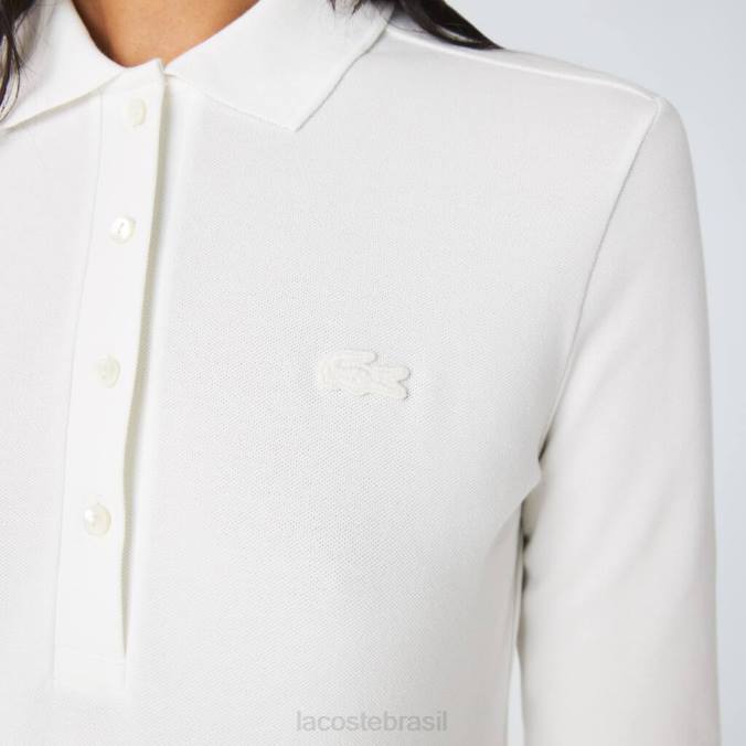 Lacoste mulheres polo slim fit stretch piquê branco P2PX2480 roupas