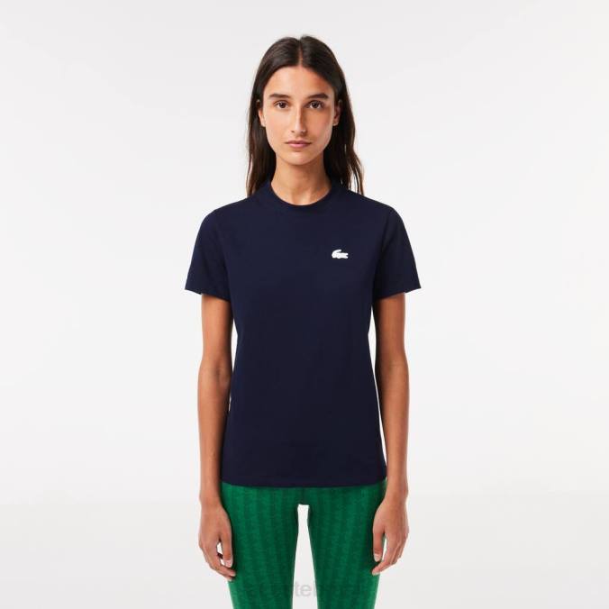 Lacoste mulheres camiseta esportiva em jersey de algodão orgânico azul-marinho P2PX2544 roupas