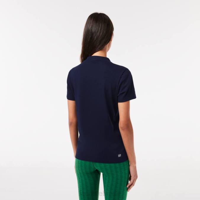 Lacoste mulheres camiseta esportiva em jersey de algodão orgânico azul-marinho P2PX2544 roupas