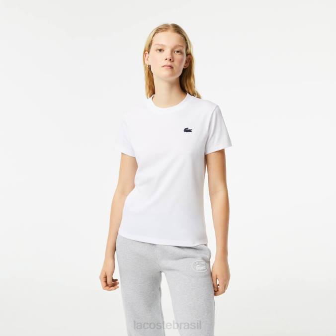 Lacoste mulheres camiseta esportiva em jersey de algodão orgânico branco P2PX2543 roupas