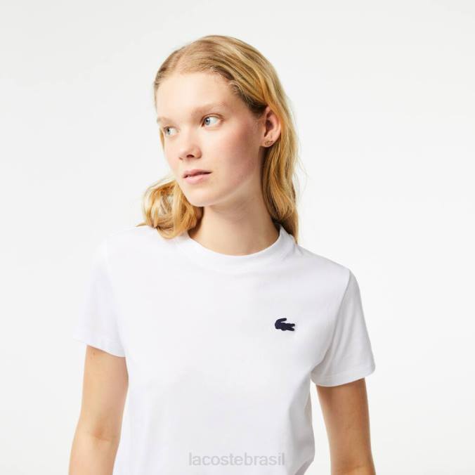 Lacoste mulheres camiseta esportiva em jersey de algodão orgânico branco P2PX2543 roupas