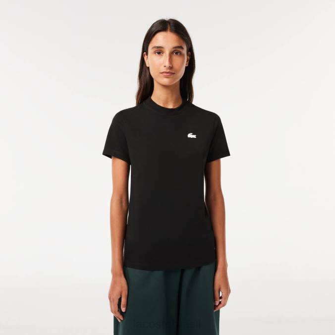 Lacoste mulheres camiseta esportiva em jersey de algodão orgânico preto P2PX2542 roupas