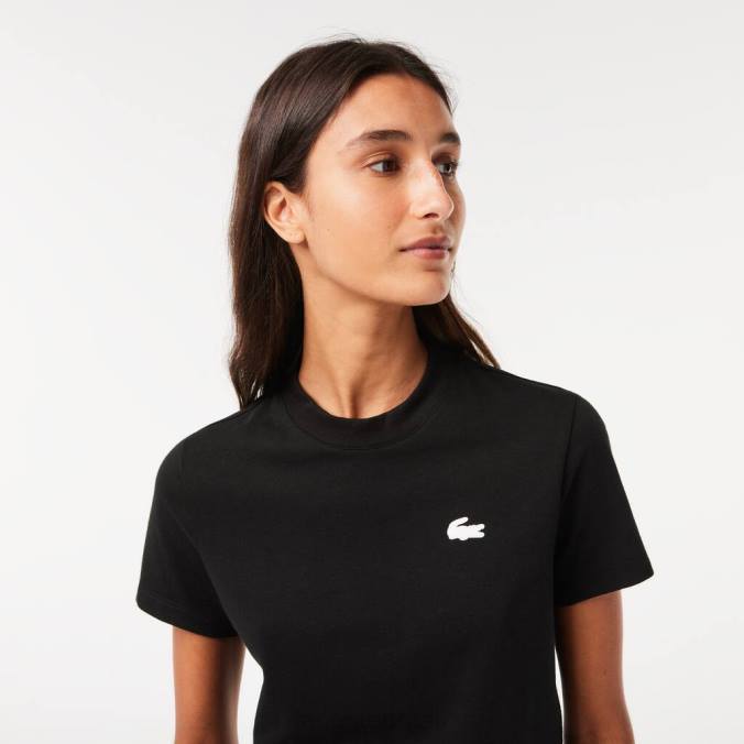 Lacoste mulheres camiseta esportiva em jersey de algodão orgânico preto P2PX2542 roupas