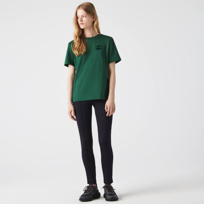 Lacoste mulheres camiseta folgada em algodão orgânico verde P2PX2608 roupas