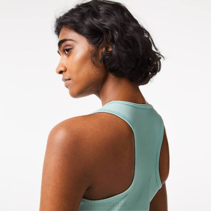 Lacoste mulheres regata esportiva slim fit com nervuras hortelã P2PX2386 roupas