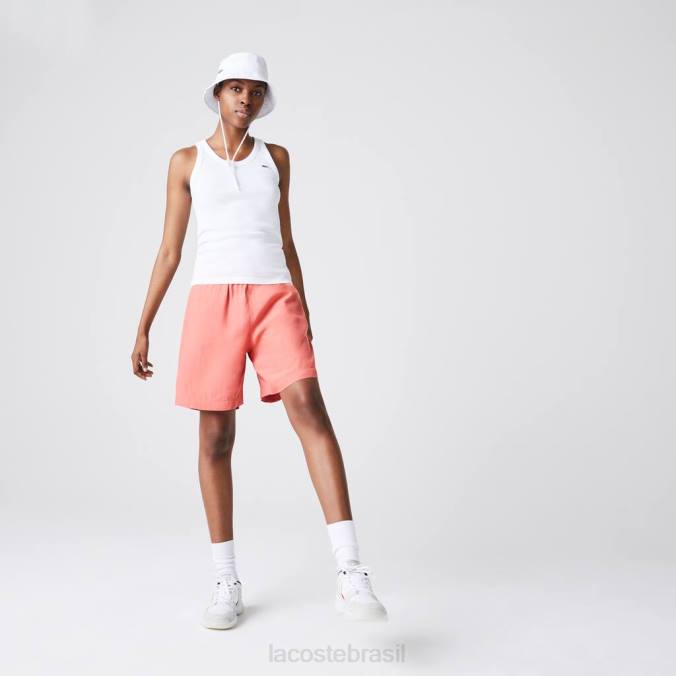 Lacoste mulheres top sem mangas com gola redonda branco P2PX2587 roupas