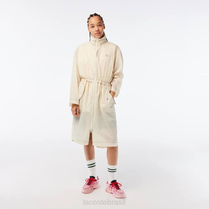 Lacoste mulheres Parka com capuz repelente à água 2 em 1 branco P2PX2441 roupas