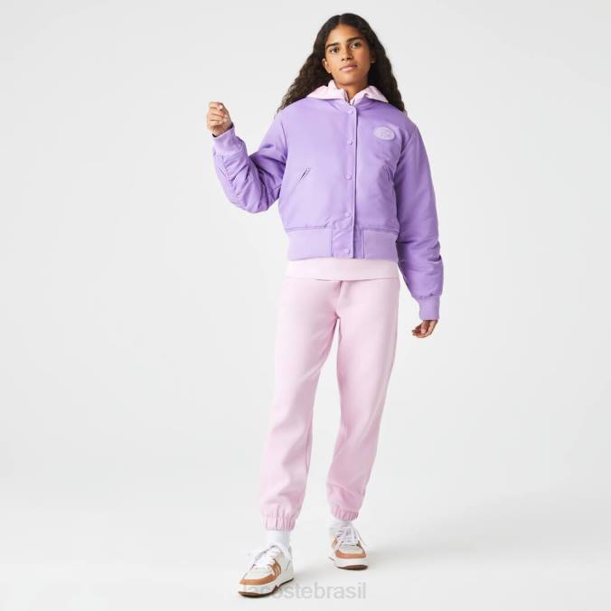 Lacoste mulheres jaqueta bomber de nylon acolchoada roxo P2PX2624 roupas
