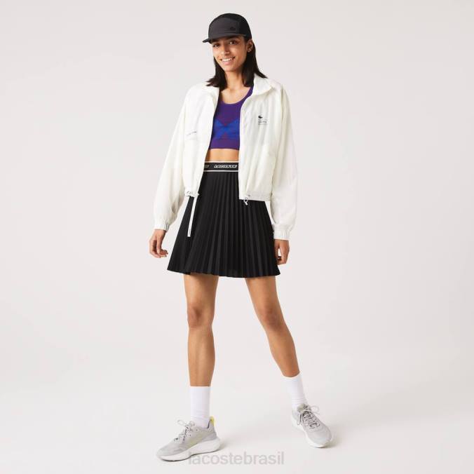 Lacoste mulheres jaqueta de nylon forrada em malha branco P2PX2626 roupas