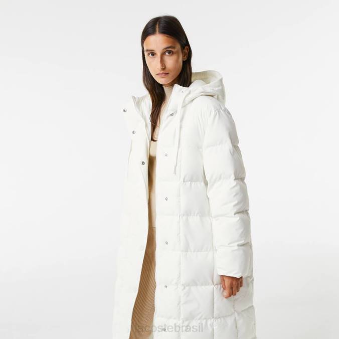 Lacoste mulheres jaqueta longa reversível e hidrorrepelente branco P2PX2614 roupas