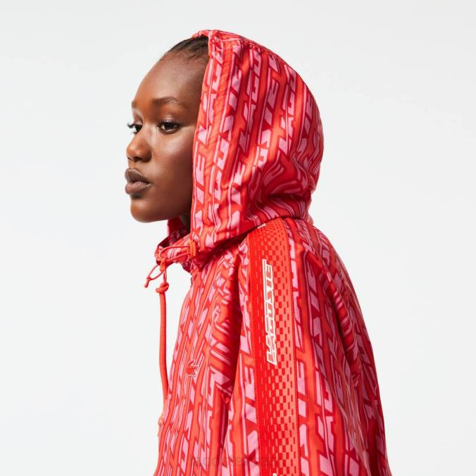 Lacoste mulheres jaqueta oversized com capuz laranja/vermelho/rosa P2PX2438 roupas