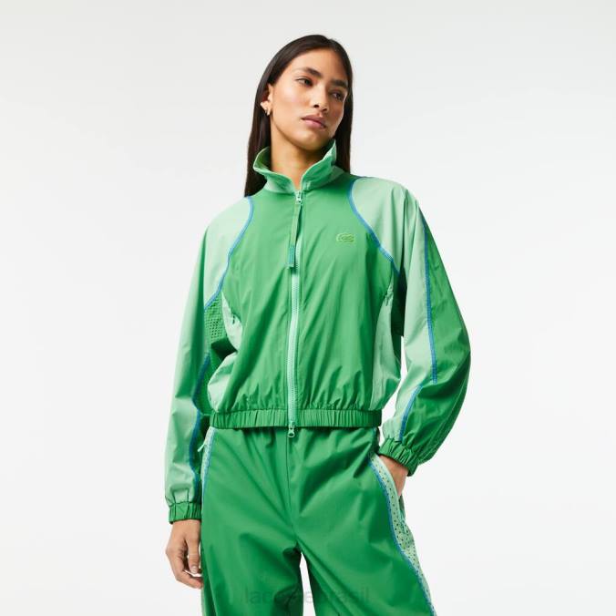 Lacoste mulheres jaqueta oversized em dois tons verde P2PX2432 roupas