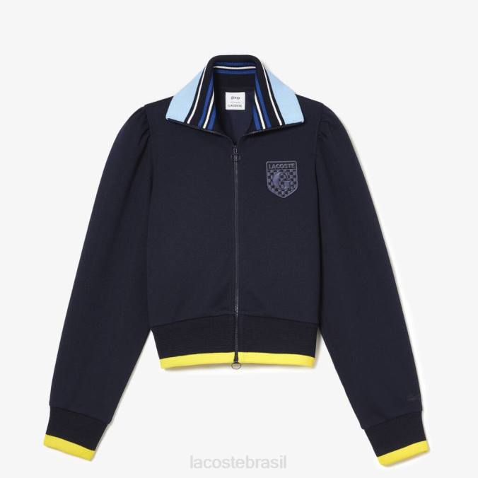Lacoste x Goop mulheres jaqueta piquê duas camadas azul-marinho P2PX2669 roupas