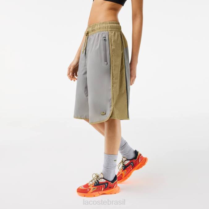 Lacoste mulheres bermuda bicolor cinza/bege P2PX2451 roupas