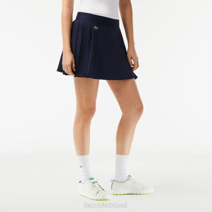 Lacoste mulheres saia curta esportiva embutida para golfe azul-marinho P2PX2420 roupas