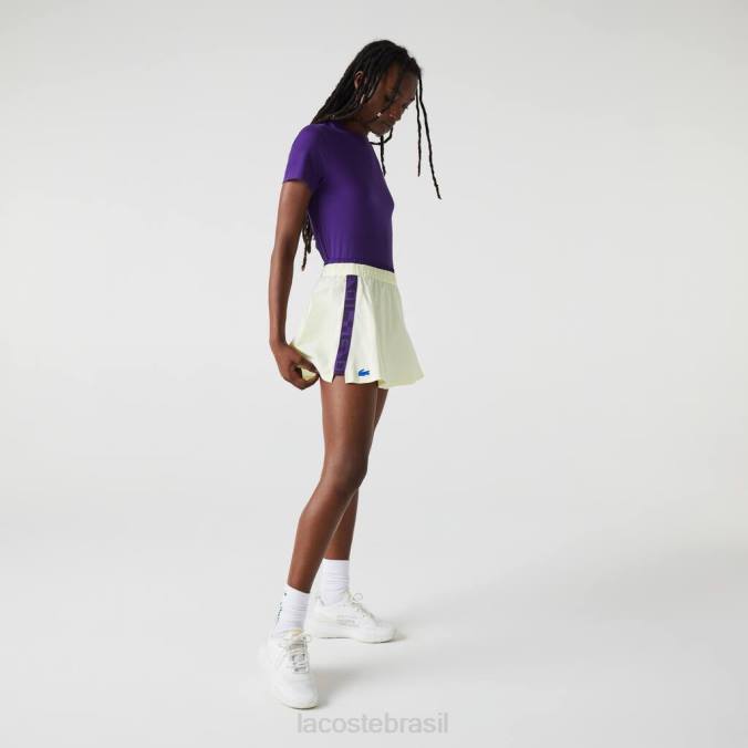 Lacoste mulheres saia curta esportiva embutida para tênis amarelo/roxo P2PX2592 roupas