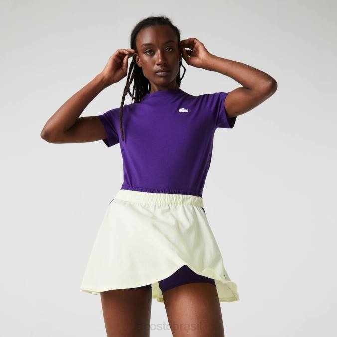 Lacoste mulheres saia curta esportiva embutida para tênis amarelo/roxo P2PX2592 roupas